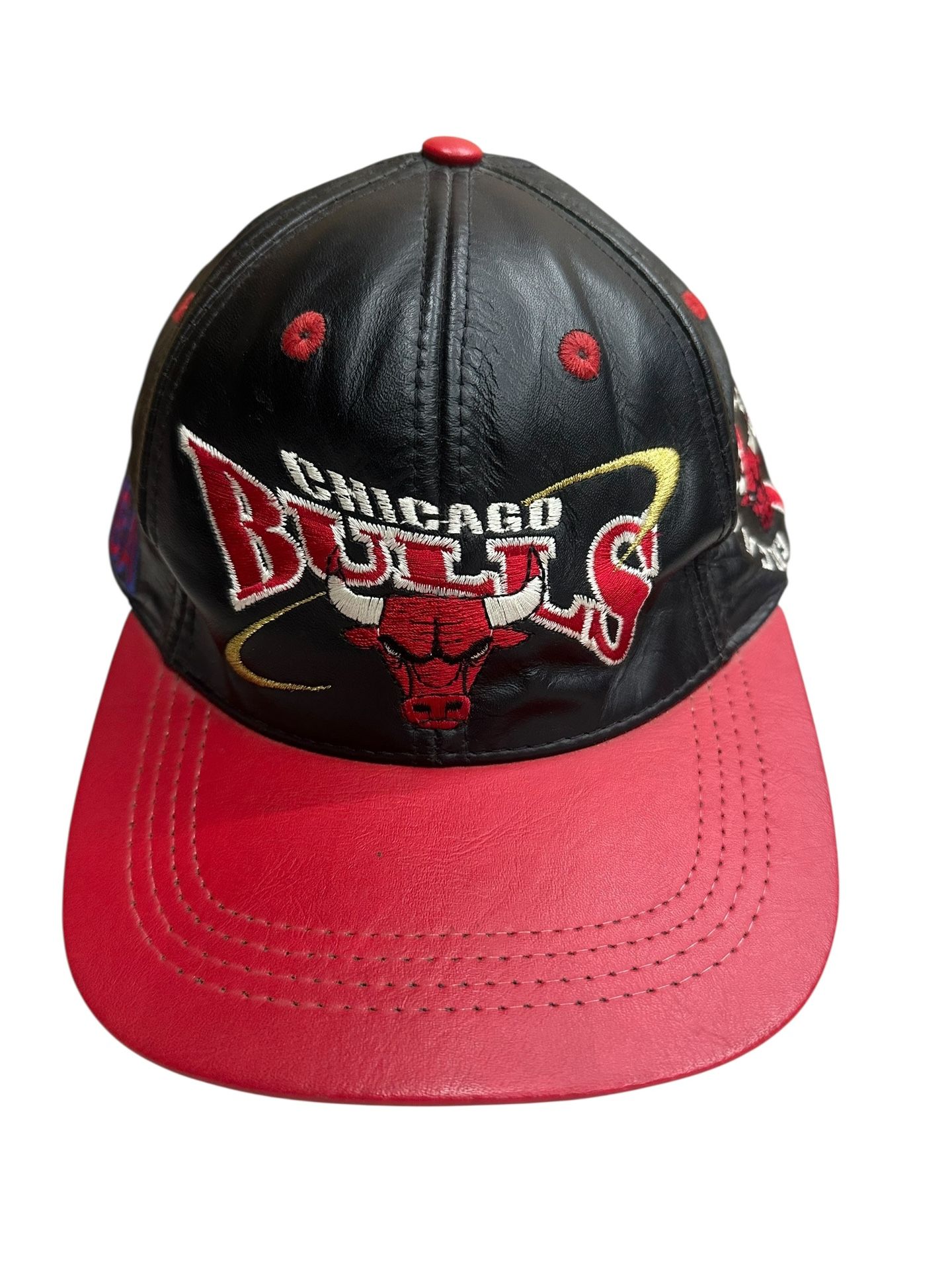 Vintage 1996 Chicago Bulls Leather NBA Licensed Embroidered Hat Strap Back Cap