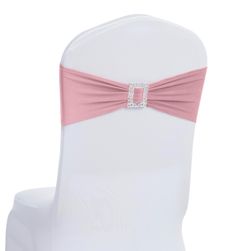 Joccun Spandex Chair Sashes With Buckle (60 Pack, Dusty Pink)