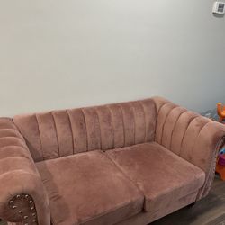 Pink velvet Loveseat