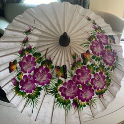 Butterfly W Purple Flowers Umbrella 