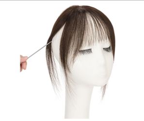 Clip in Side Bangs Human Hair  Hand-tied Base Invisible 11" Chocolate Brown