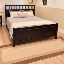 Dark Espresso Wood Bed Frame w/ Headboard & Footboard