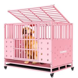 Dog Crate for Large Dogs, – Upgraded Chew-Proof Panels, Comfort-Widened Floor Panel, Dog Kennel Indoor, Adjustable Internal Height, Easy-Access Wide D