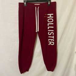 Hollister Maroon Ankle Joggers with Logo
