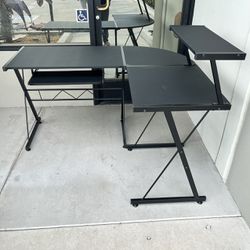 New In Box L Shape Corner Table Gaming Style Game Computer Desk Black Interchangeable Sides Office Furniture