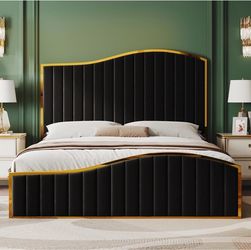 Meridian Furniture Jolie Velvet King Bed – Black