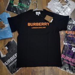 Burberry Orange Letters Tshirt  All Sizes