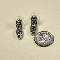 Brighton Vintage Silver Plated Dangle Post Earrings 