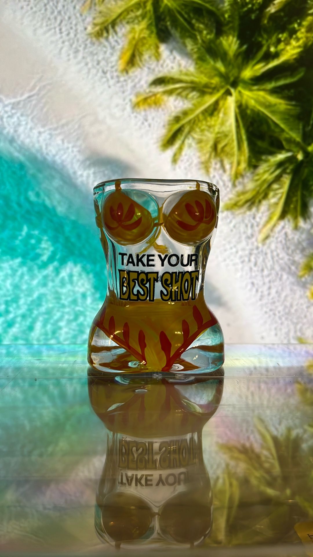 Yellow and orange Bikini shot glass