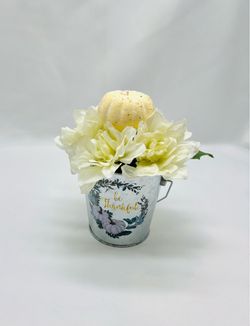 Be thankful flower arrangement-NEW-silk white dahlias, fall, autumn, Thanksgiving, gift, decor