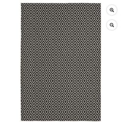 BRAND NEW - 3'7"x5'2" Modern Diamond Indoor/Outdoor Area Rug - Charcoal/Cream