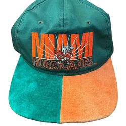 Vintage University of Miami Canes Smapback  Hat Signature  VeryRare Suede brim🔥