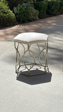 Gold Metal Stool with Upholstered Seat