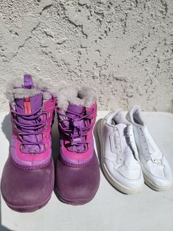 Snow boots and Adidas shoes