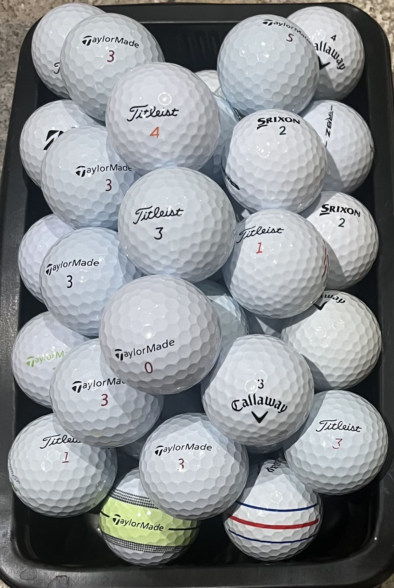 50 Golf Balls As Pictured Titleist , Taylormade , Bridgestone, Callaway….