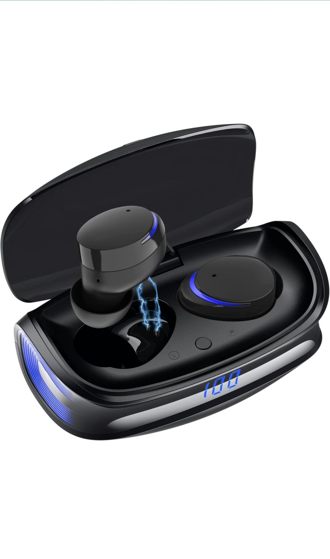 Wireless Earbuds, Bluetooth 5.0 Headphones with LED Charging Case, in Ear Headset IPX8 Waterproof Earbuds High-Fidelity Stereo Sound, Built-in Mic for