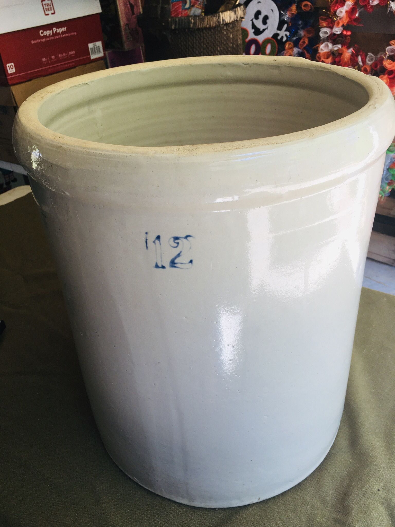 Antique 12 gallon crock Good condition/clean Please see pictures