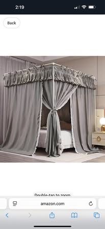 NXGIO 4 Corners Post Princess Ruffle Curtain Bed Canopy Lace Up Elastic Cozy Breathable Tent