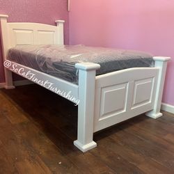 White Twin Bed With Mattress 