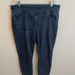 Women’s Size 1X Christopher and Banks Dark Blue Jeggings with wide stretch waistband 