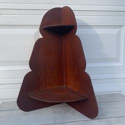 Vintage Wood Corner Shelf 2 Tier Freestanding Rustic Cottage Decor Plywood 25.5”