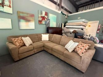 Three Piece L Shaped Brown Sectional