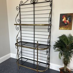 Antique Brass & Iron Bakers Plant Rack Storage Sideboard 