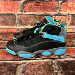 Nike Air Jordan 6 Rings Gamma Blue & Black 323419-089 SZ-5.5Y Kids Youth