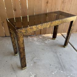 Vintage Modern Henredon Faux Tortoise Shell Console Table