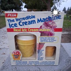 Vintage NOS Product Plus Real Ice Cream Maker 10 Piece, Real Ice Cream Maker....asking $25.00