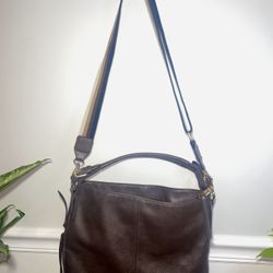 Wrangler Hobo Crossbody Shoulder Bag Brown Leather Purse Expandable Zip..(#16)