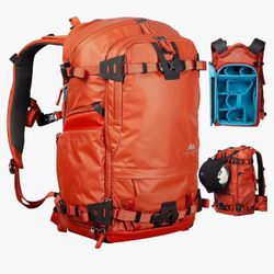 Summit Creative Tenzing 25L-45L Camera backpack with rain cover for photographers, Orange, 35L US