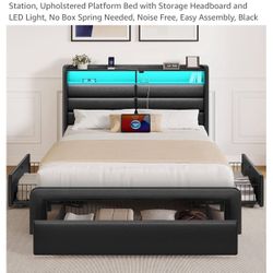 Seventable Twin Size Bed Frame with LED lights