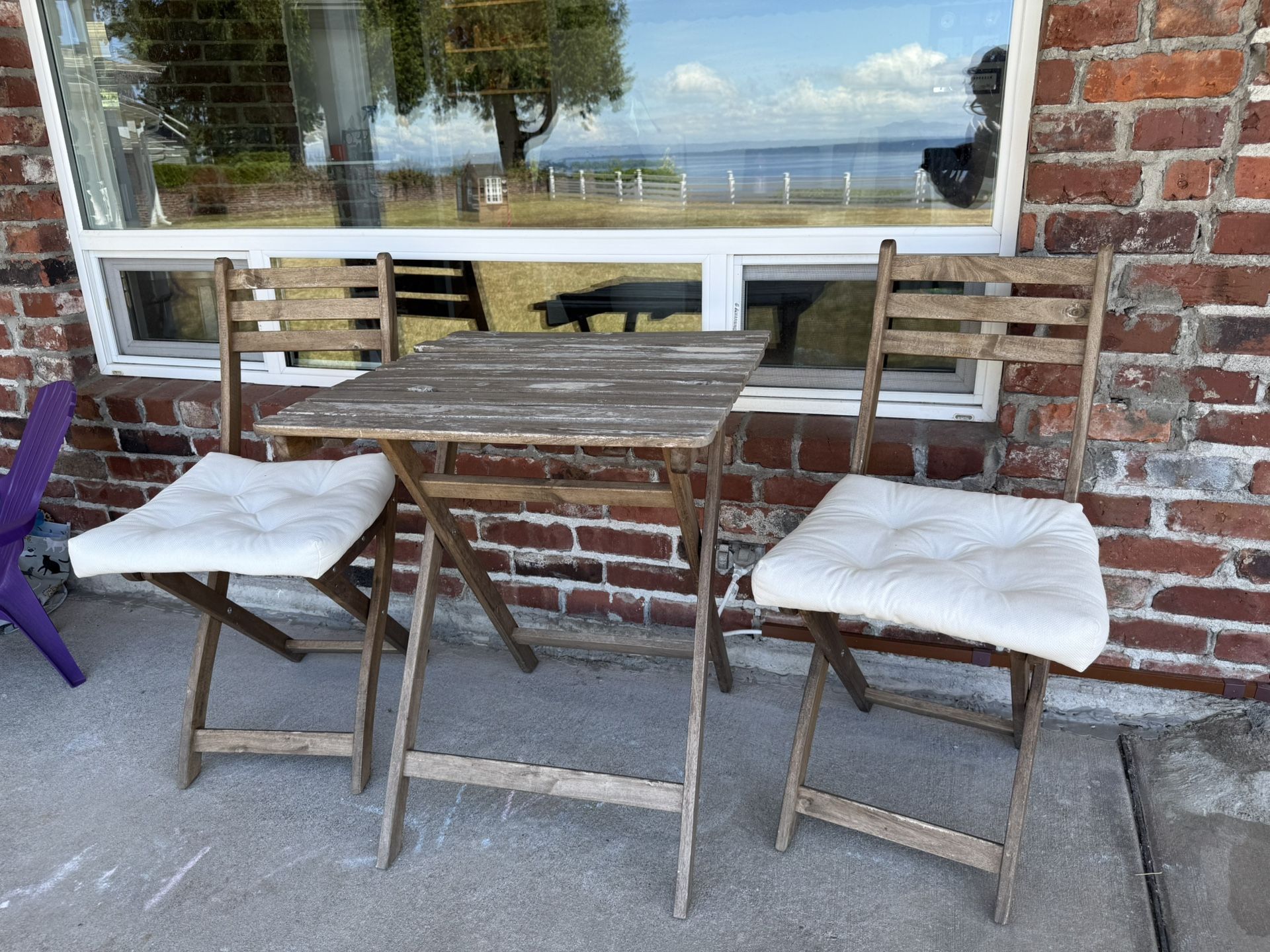 Outdoor Coffee Table & Two Chairs With Cushions