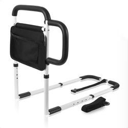 Bed Safety Rails for Elderly Adults, Adjustable Bed Guard Railing with Storage Bag and Side Handle, Bed Assist Bar Fits King, Queen, Full, Twin