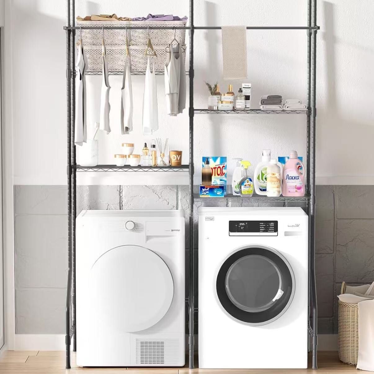 New In Box 66x21x77 Inch Tall Garage Storage Shelf Clothes Drying Rack Over The Washer and Dryer Adjustable Shelves Laundry Room Organizer