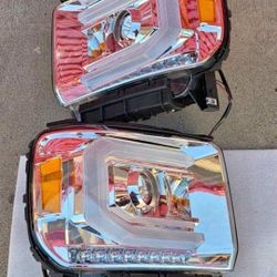 14-15 Gmc Sierra 15-19 Sierra 2500HD 3500HD LED DRL Projector Headlights Luces Focos Micas Faros Faroles Headlamps 