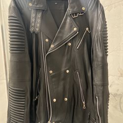 Godspeed Black Leather Moto Jacket – Streetwear Biker Style (Size: 4XL, Big & Tall)