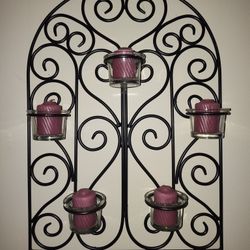 Scroll votive candle holder * Metal wall art * sconce