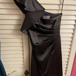 Satin Charcoal Gray Party Dress 