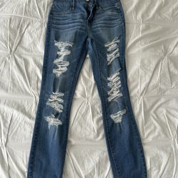 PacSun blue skinny distressed jeans size 25s 