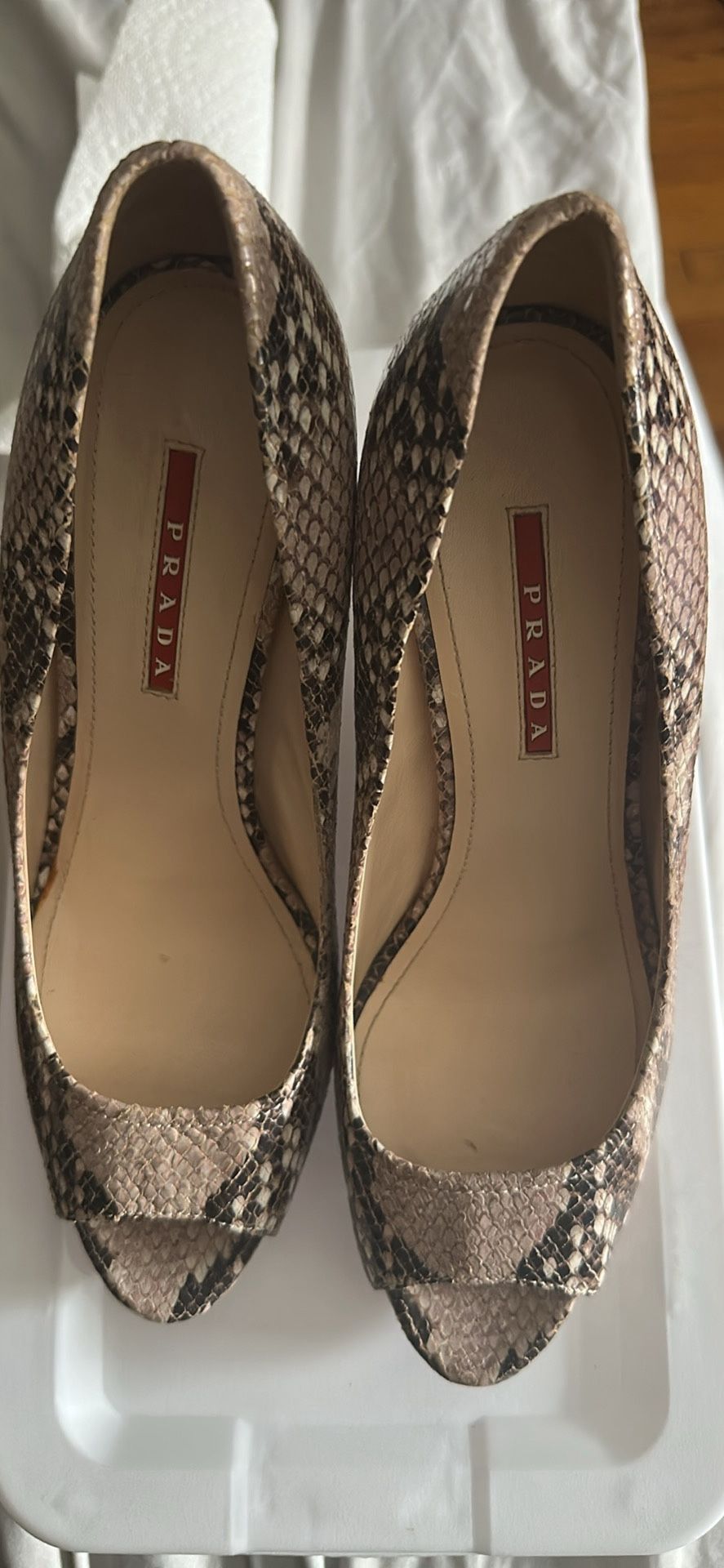 Prada Snakeskin Wedge Espadrille 