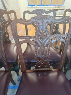 Set of 10 Chippendale Style Carved Mahogany Dining Chairs