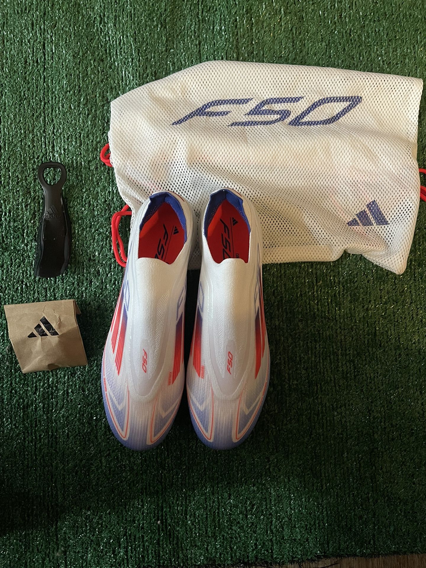 Adidas F50 Elite LL SG Laceless Soccer Cleats White IF1319 Mens 10
