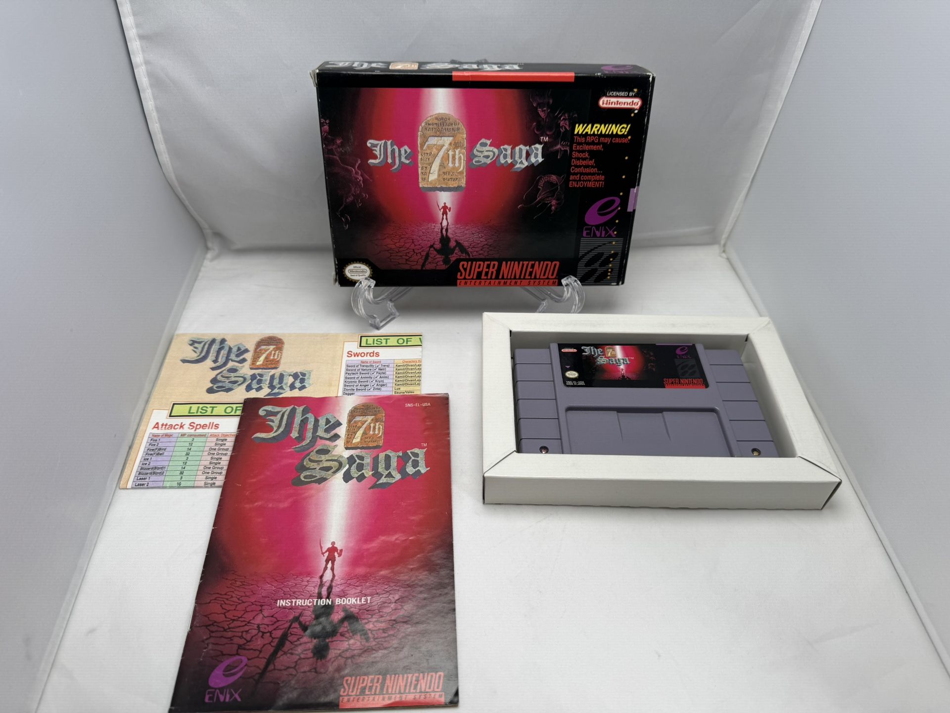 The 7th Saga Super Nintendo SNES 1993 CIB Authentic Tested VG/VF