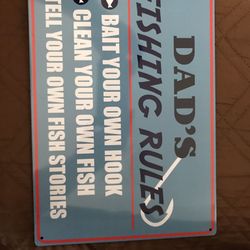 New Dads Fishing Rules Metal Sign 