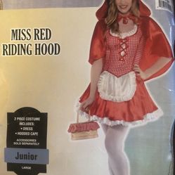 Miss Red Riding Hood Dress Halloween Costume Junior Teen Large New