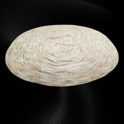 LARGE OVAL HAND MADE CHENILLE RUG..