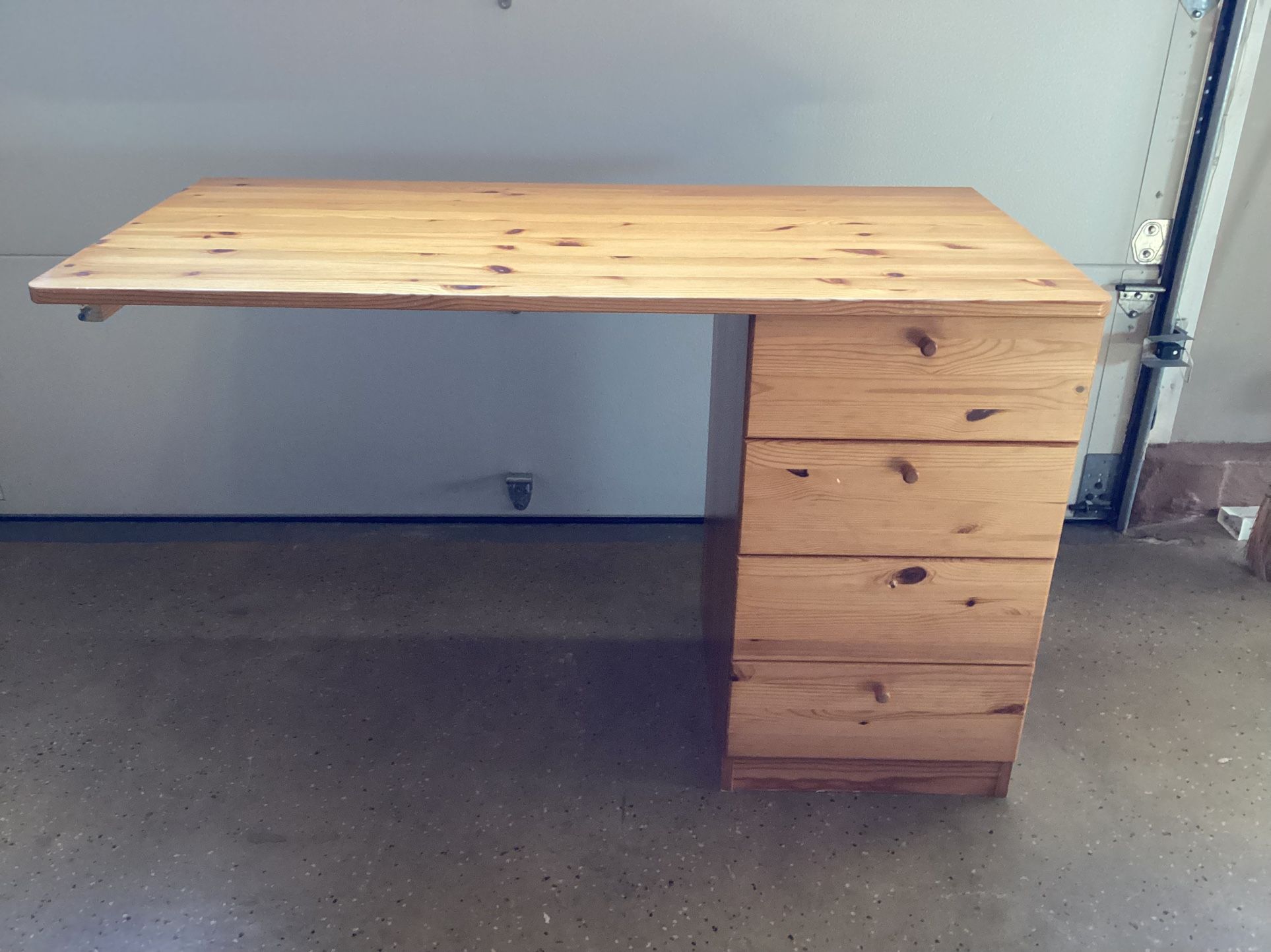 As-Is Wood Desk With 4 Drawers