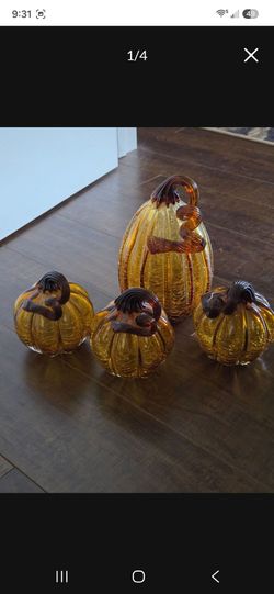 Pumpkins Crackle Glass